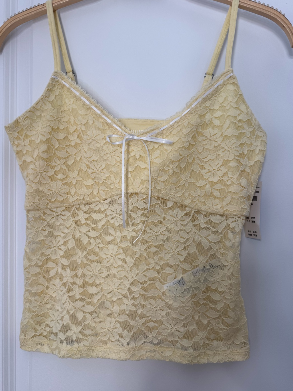 Hollister Yellow Lace Cami Tank Top